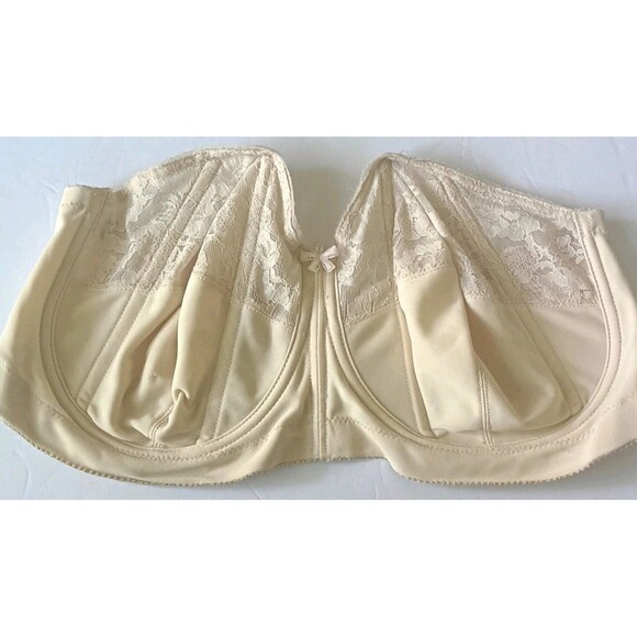 Goddess Lace Strapless Bra Underwire Size 40DD Beige Style #389 Vintage Boning - Picture 2 of 8